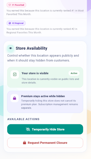 Manage Store ekranı bölüm 3